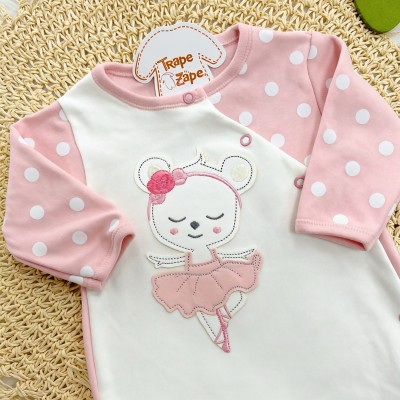 Macacão Malha Trape Zape - Princesa Bailarina - Rose e Off White